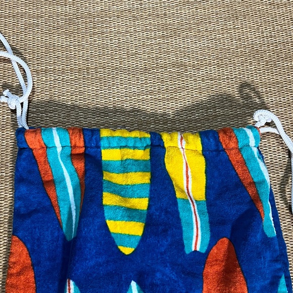 Terry Cloth Drawstring Backpack Beach Bag Great Condition - Picture 3 of 6